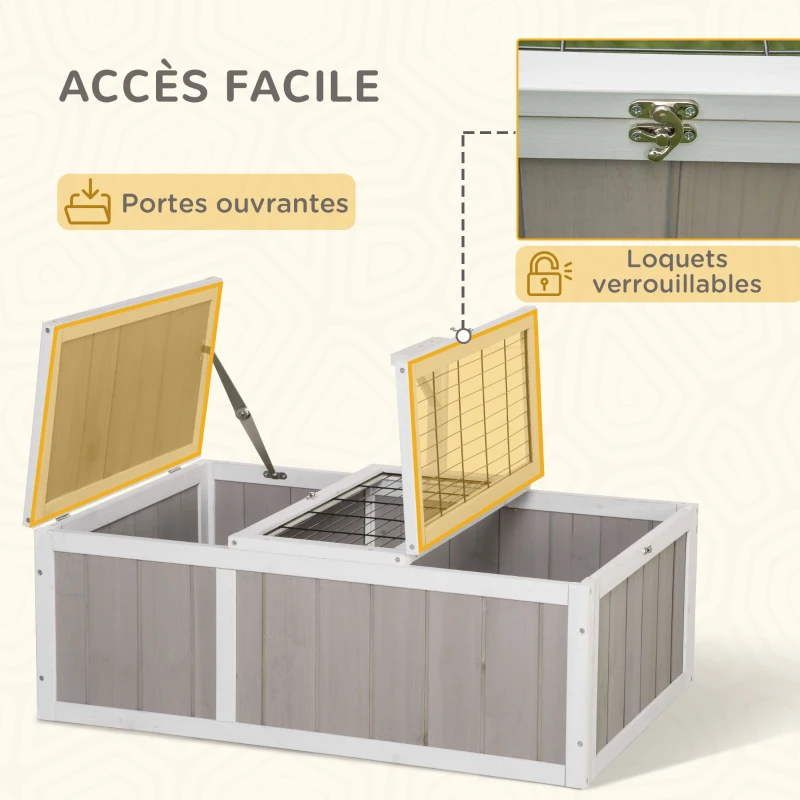 PawHut Maison enclos cage pour petit animal tortue avec 2 espaces dim. 91,5L x 61l x 33H cm - bois de sapin