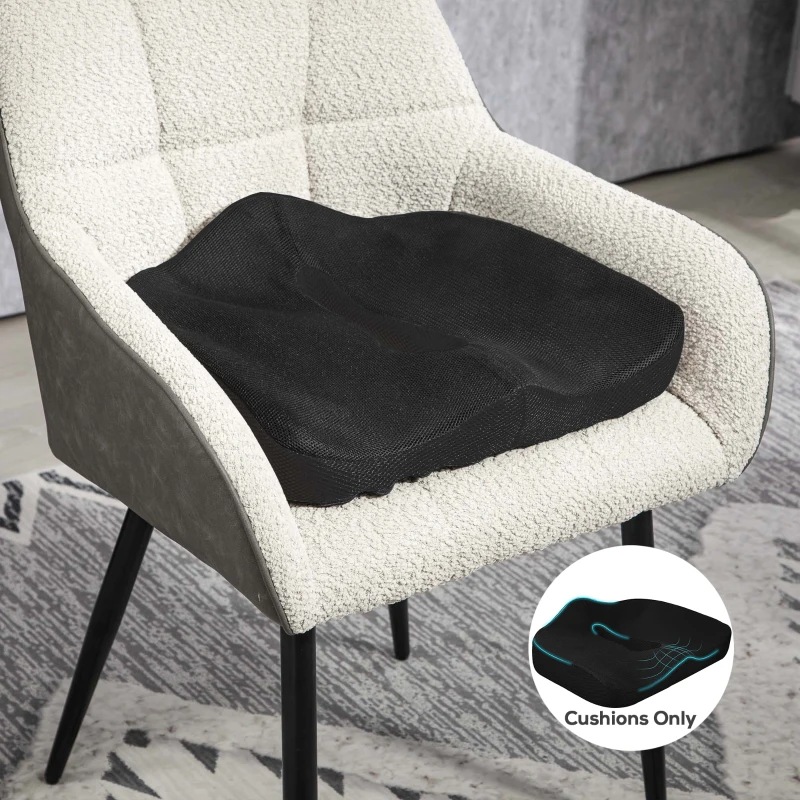 HOMCOM Sitzkissen, ergonomisch, atmungsaktiver Bezug, rutschfest, 44x39x13 cm, Schwarz