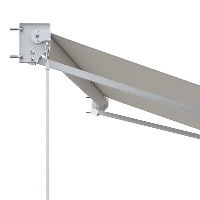 Outsunny Toldo Manual Retrátil com Manivela 200x295 cm Toldo de Parede com Proteção Solar UV50+ e Estrutura de Alumínio Creme