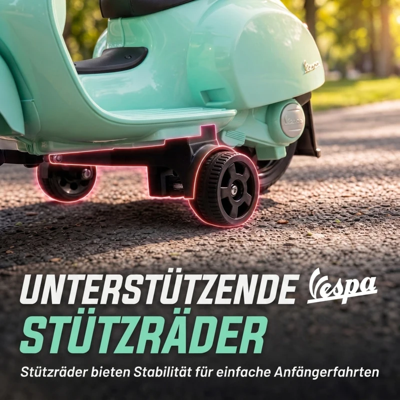 AIYAPLAY Elektro Motorrad Kinder Mini Vespa GTS 6V Elektromotorrad mit Lithium-Akku Ergonomischer Sitz Rückenlehne 1,5-3 Jahren