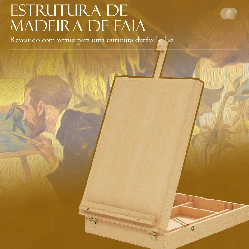 Vinsetto Cavalete de Mesa Ajustável em Madeira de Faia com 5 Compartimentos Prancha de Desenho e Esboços Dobrável 27x41,5x42,5-74,5 cm Madeira
