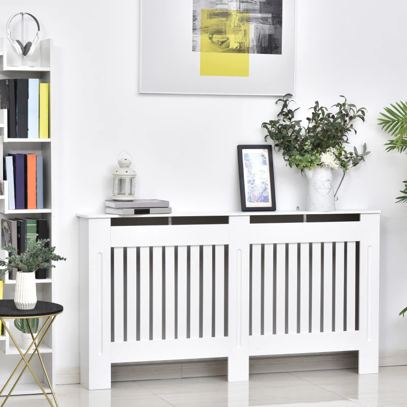HOMCOM Heizkörperverkleidung Heizkörperabdeckung, moderne Design, 152 cm x 19 cm x 81 cm, Weiß