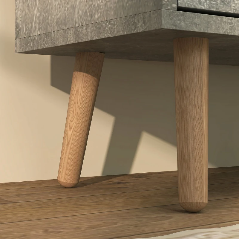 HOMCOM Dulap pentru încălțăminte cu 4 sertare rabatabile pe 2 niveluri pentru 16 perechi, din lemn, 95x26x95 cm, gri