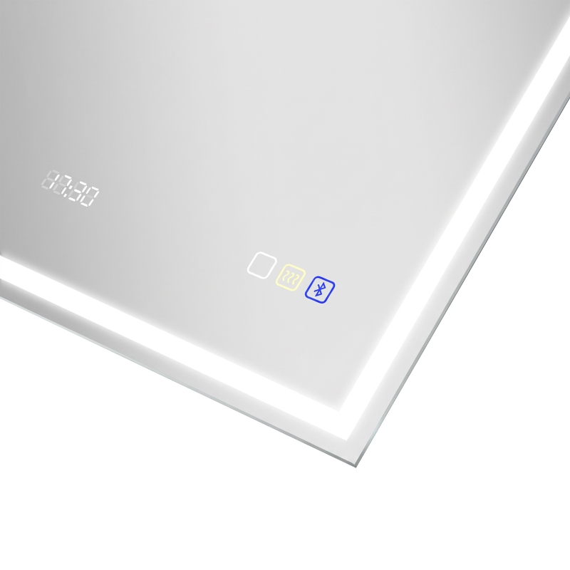 HOMCOM Miroir salle de bain LED bluetooth 90 x 70 cm interrupteur tactile lumière réglable 3 couleurs anti-buée mémoire argent