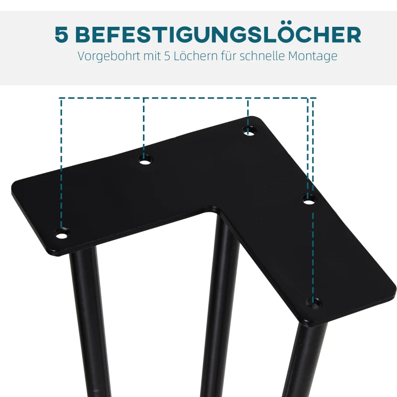 HOMCOM Tischbein-Set, 4 Stahl-Tischbeine, Gabel-Design, 40 kg belastbar, Schwarz