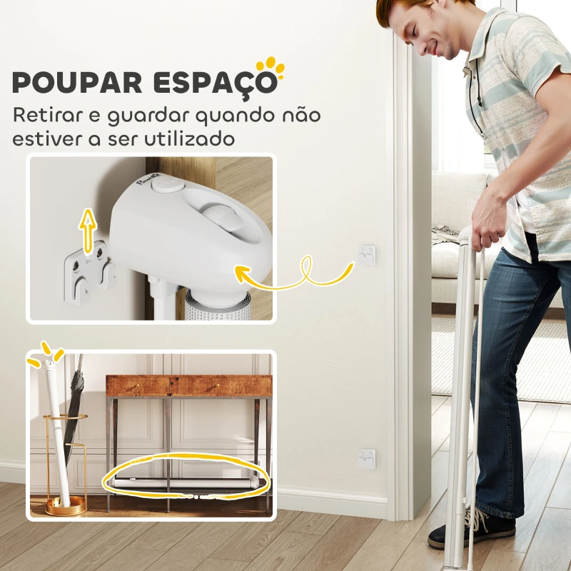 PawHut Barreira para Cães Retrátil 0-144 cm  para Cães Pequenos Barreira de Segurança para Animais de Estimação com Fecho Branco