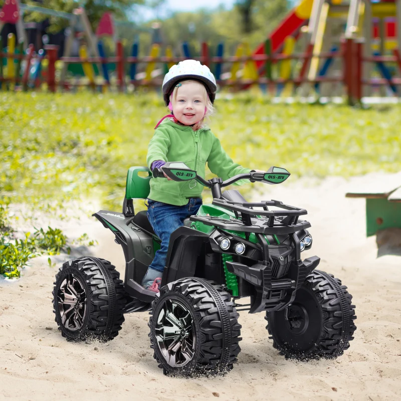 HOMCOM Elektroquad für Kinder, Licht & Musikanschluss, 3-8 km/h, für 3-5 Jahre, Grün(m-2)
