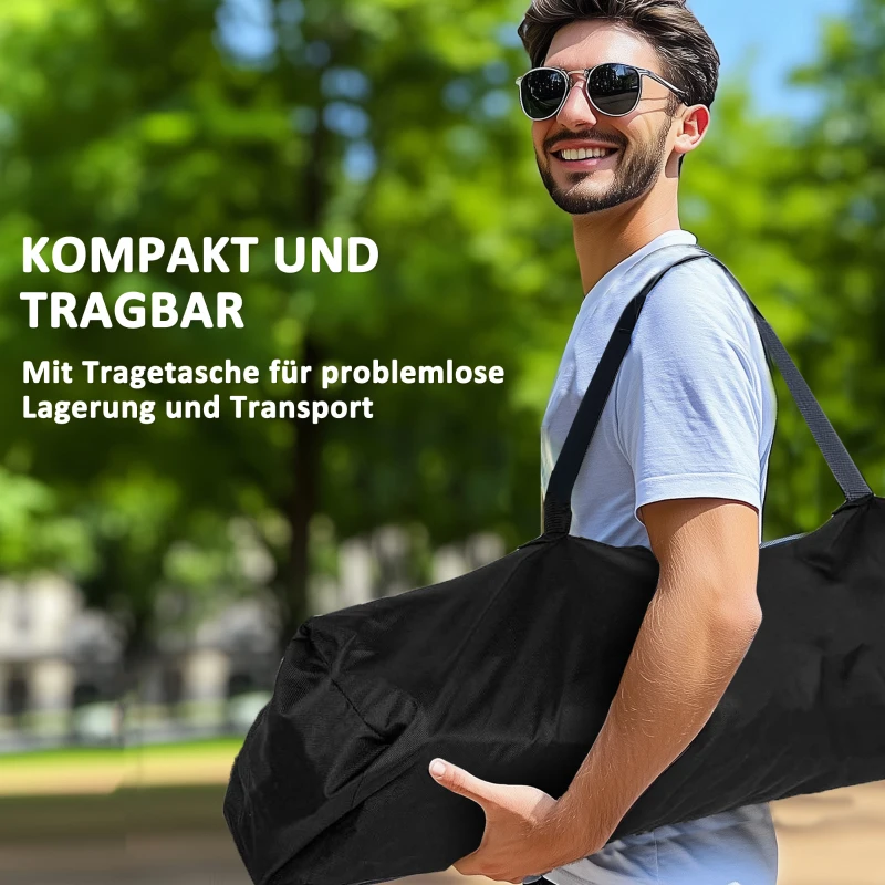 Outsunny 2er Set Faltstuhl faltbar Campingstuhl mit Armlehnen Getränkehalter Kopfstütze Kühltasche Schwarz