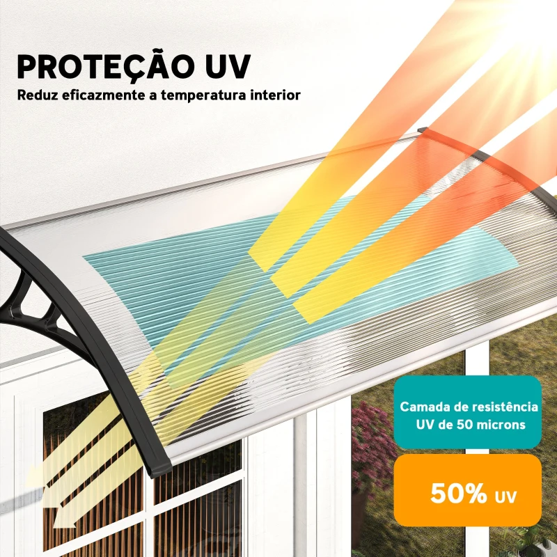 Outsunny Cobertura para Portas e Janelas 110x60 cm com Painéis de Policarbonato e Barra de Alumínio Transparente