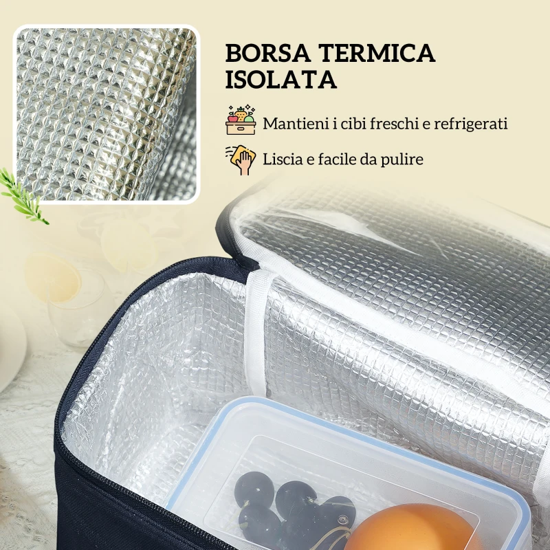 Outsunny Cesta da Pic Nic per 4 Persone con Area Frigo e Accessori, in Vimini, 54x34x20 cm, color Legno