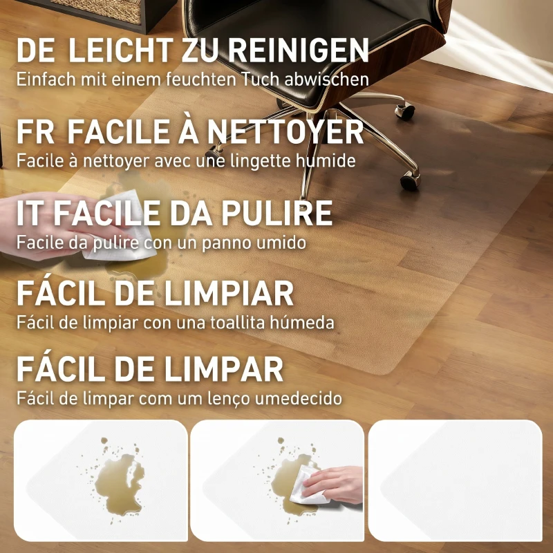 HOMCOM Tappetino Salvapavimento 120x120 cm in Plastica Trasparente per Sedia da Ufficio