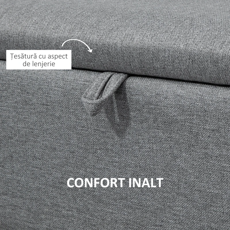 HOMCOM Bancă de Depozitare din Material Textil cu Efect de Catifea, pentru Dormitor, Living și Hol, 101x38,5x44,5 cm, Gri(m-6)