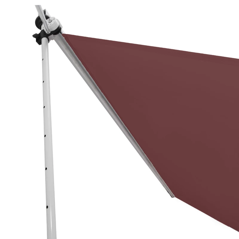 Outsunny Copertină manual retractabilă 3L x 1,5m, înălțime ajustabilă,material din poliester anti-UV, Roșu