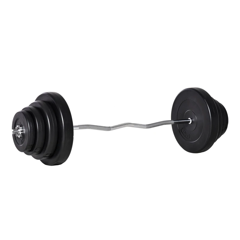 HOMCOM Langhantel Set Kurzhantel einstellbar mit W-förmigen Griffe für Krafttraining 70 kg Metall Schwarz