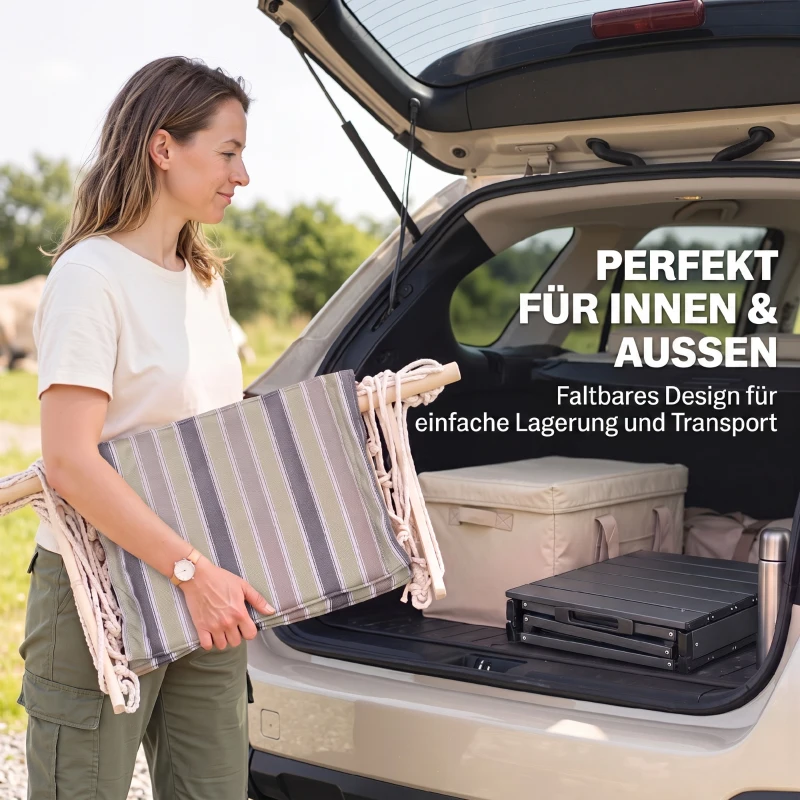 Outsunny Hängesessel mit Querstrebe und Kissen, Hängestuhl, hängesitz,h ängeschaukel, Leicht zu tragen, einfach verpackung und Aufbewahrung, bis 100 kg belastbar, mehrfarbig 100 x 106 cm