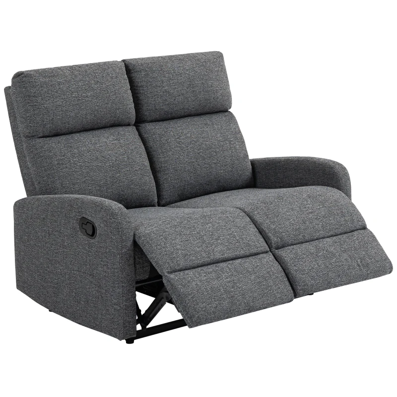 HOMCOM Canapea cu 2 Locuri Rabatabilă la 145° și Tapițată cu Chenilă Gri, 124x91x100 cm