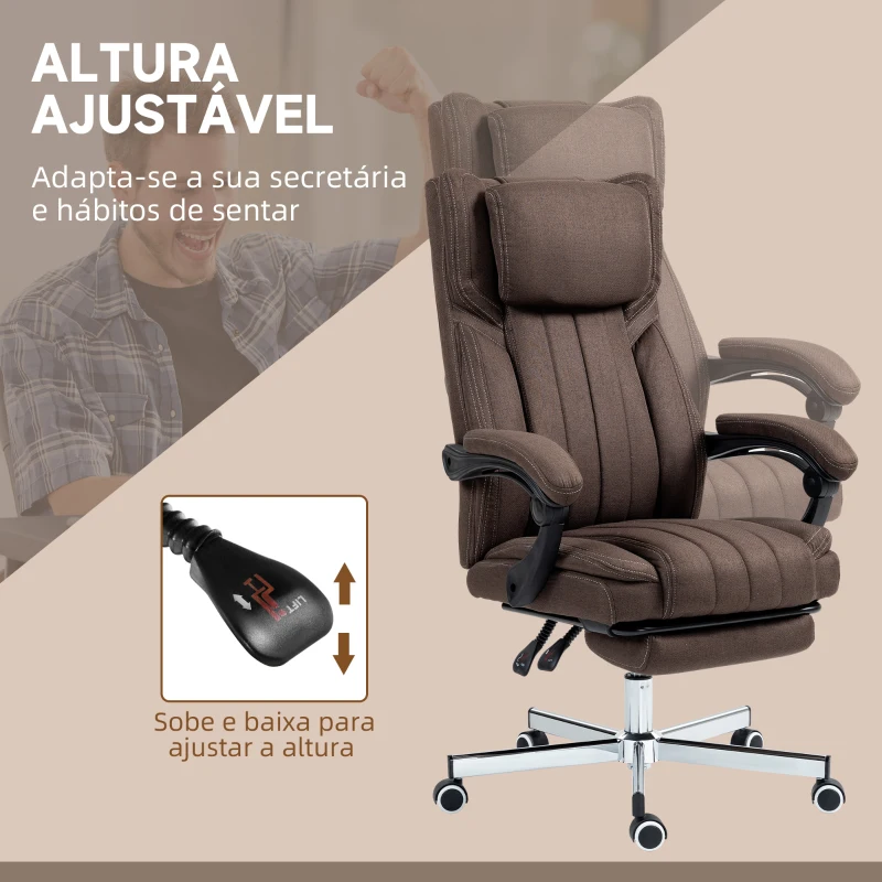 Vinsetto Cadeira de Escritório com 6 Pontos de Massagem por Vibração Reclinável com Altura Ajustável 65x61x101-113 cm Marrom Escuro
