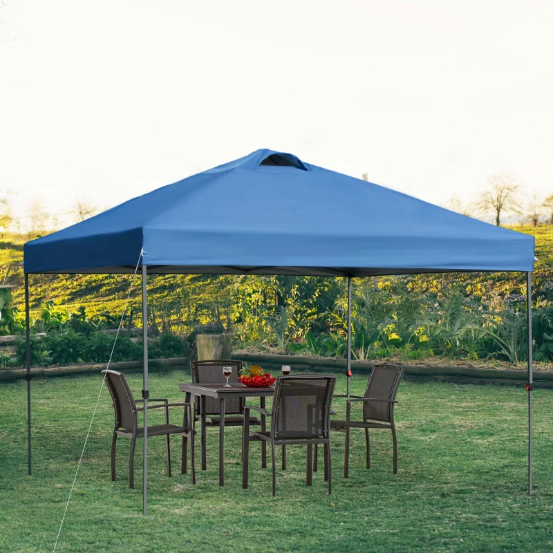 Outsunny Garten-Pavillon, Faltpavillon, Festzelt, Gartenzelt inkl. Heringe Abspannseile, Oxfordstoff, 2,99 x 2,99 x 2,64 m, Blau