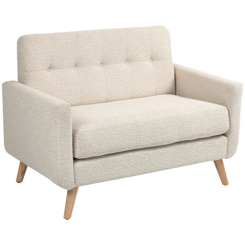 HOMCOM Sofá de 2 Lugares Estofado em Veludo Sofá de Sala de Estar Moderno com Apoio para os Braços e 114x71x82 cm Beige