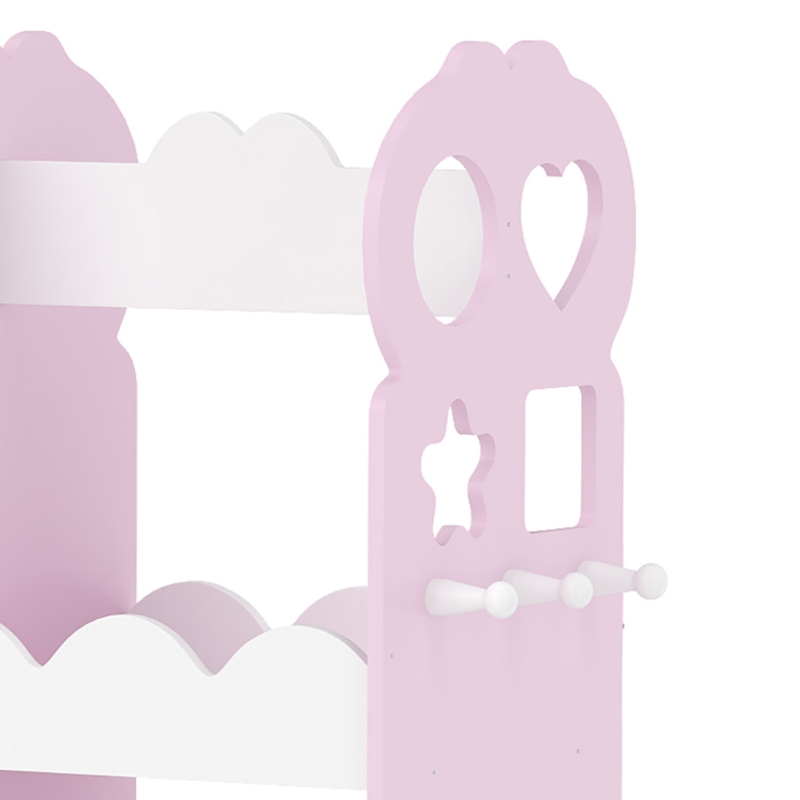 AIYAPLAY Kids Wardrobe, Children Dress Up Storage with Mirror, Clothes Rail, Shelves, Hangers for Girls Boys Bedroom Nursery Pink