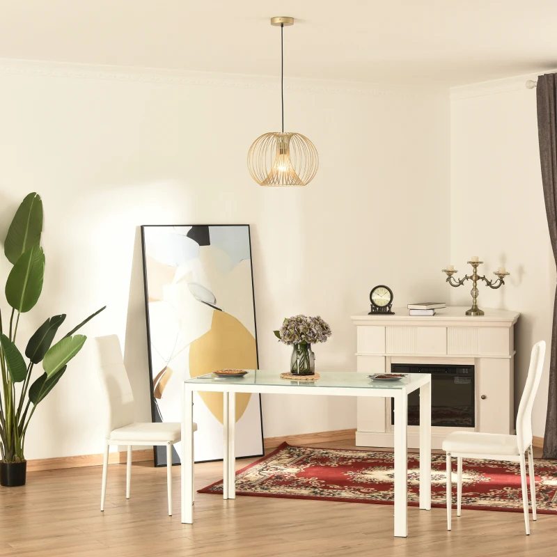 HOMCOM Hängeleuchte im Vintage-Design, Deckenlampe, E27, höhenverstellbar, Goldfarben