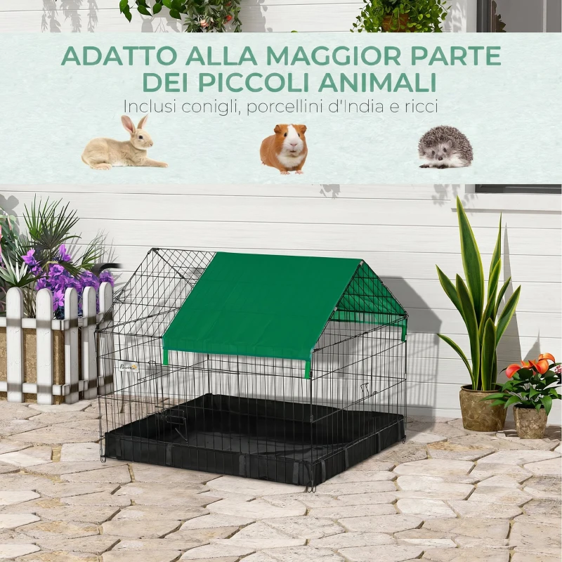 PawHut Gabbia per Conigli e Porcellini d'India in Metallo e Tessuto Oxford 90x75x75cm