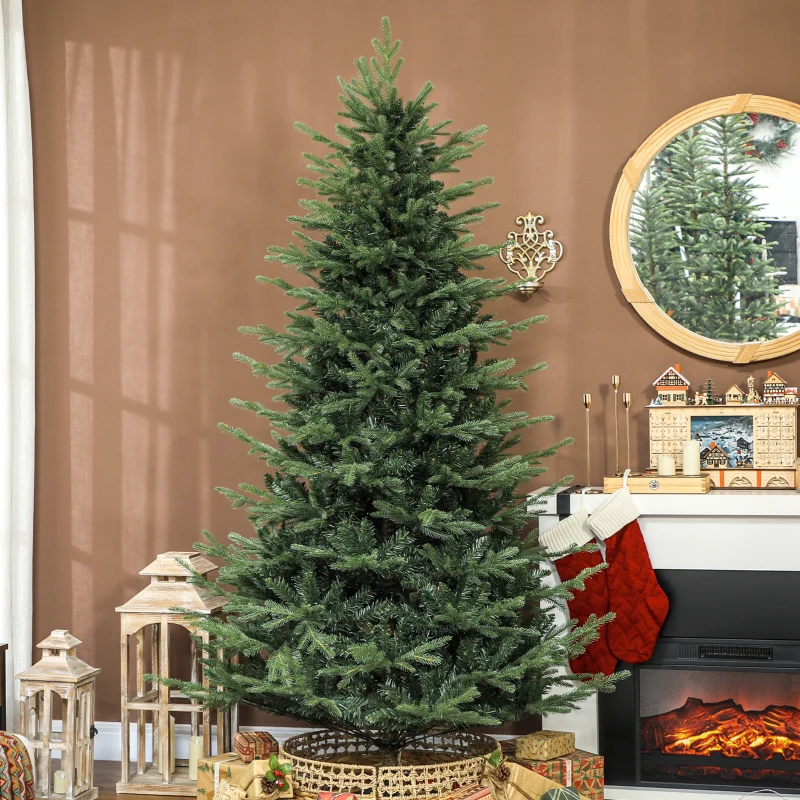 HOMCOM Árvore de Natal Artificial 210 cm com 2322 Ramos Densos Suporte Metálico Dobrável para Interior Verde