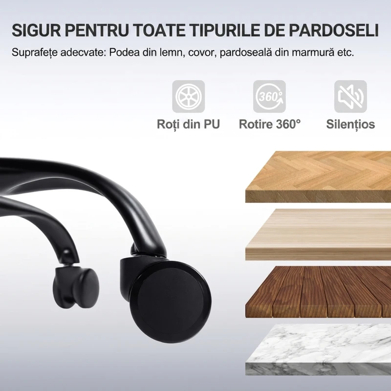 HOMCOM Scaun de Birou Ergonomic și Respirabil cu Suport Lombar Dinamic și Suport pentru Picioare, 73x75x120-128 cm, Negru