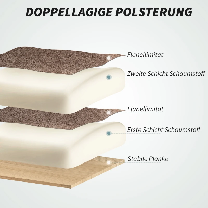 HOMCOM Ergonomischer Bürostuhl, neigbare Rückenlehne, Fußstütze, weicher Stoff, Hellbraun(m-4)