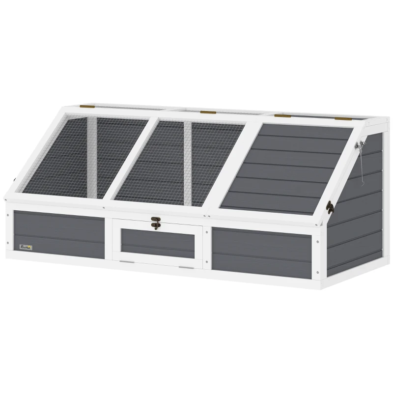 PawHut Casa para Tartarugas em Madeira sem Base com Tampas Articulada Porta Frontal com Pestilhas 120x55x50 cm Cinza Claro