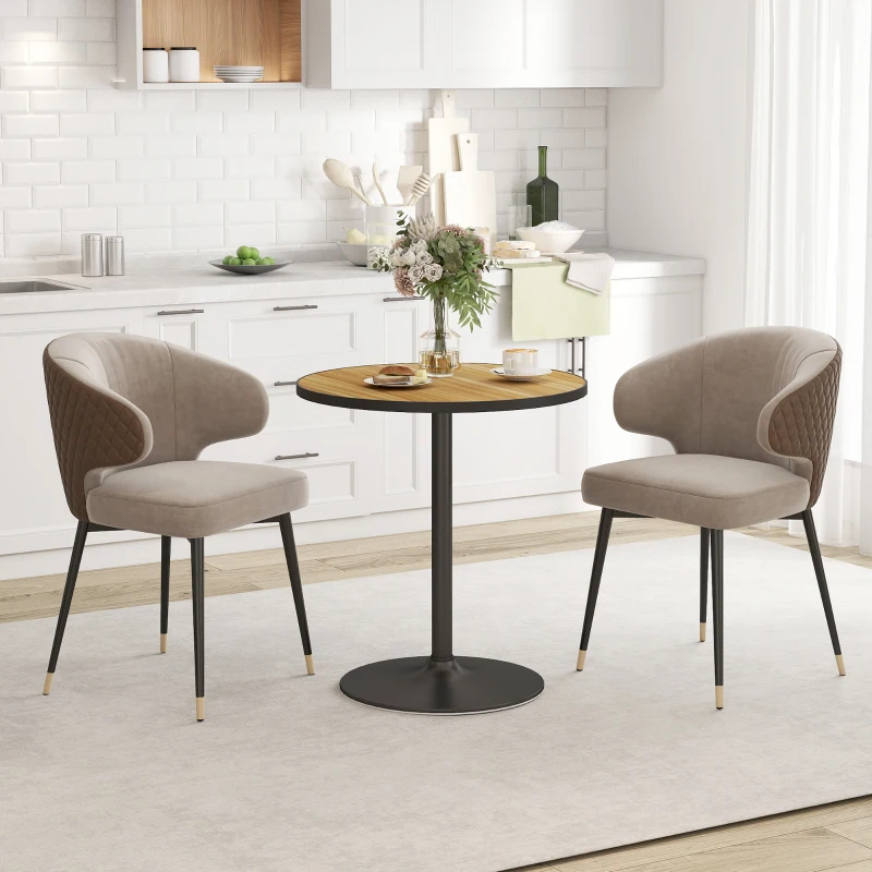 HOMCOM Runder Esstisch, Eichenholzoptik, kompaktes Design, für 2-4 Personen, Eiche