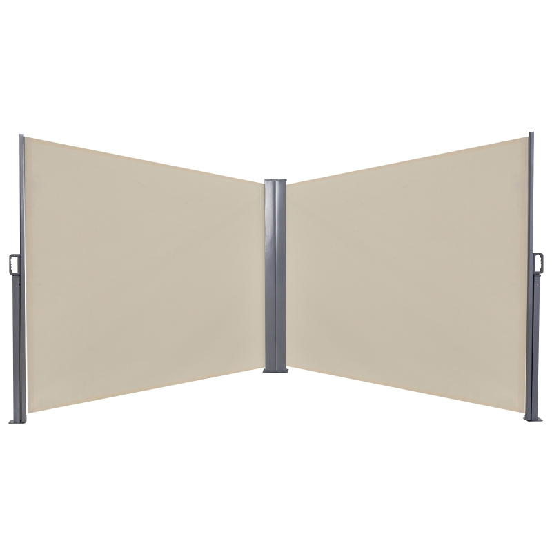 Outsunny Toldo Lateral Retrátil 600x160cm Toldo de Privacidade Extensível com Ângulo Ajustável e Proteção UV+50 para Jardim Balção Terraço Bege