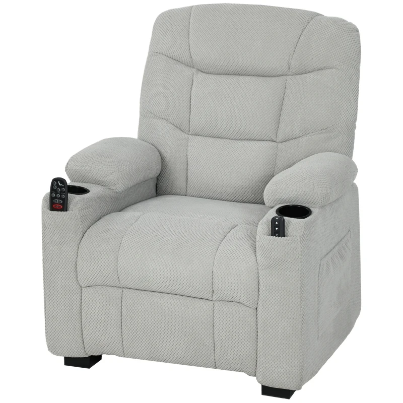HOMCOM Elektrischer Relaxsessel mit Massage & Wärme, leisem Motor und Memory-Funktion, Grau