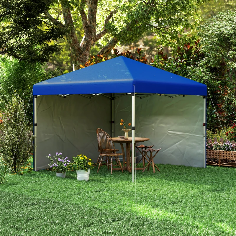 Outsunny Tenda Dobrável Pop-up 3x3 m com 2 Laterais Anti-UV Altura Ajustável Sacos de Areia e Saco de Transporte Azul