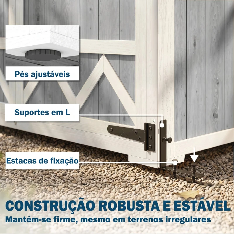 Outsunny Armário de Jardim de Madeira 105x55x179 cm Abrigo de Exterior com Portas 4 Prateleiras Extraíveis Teto Metal Galvanizado Cinza