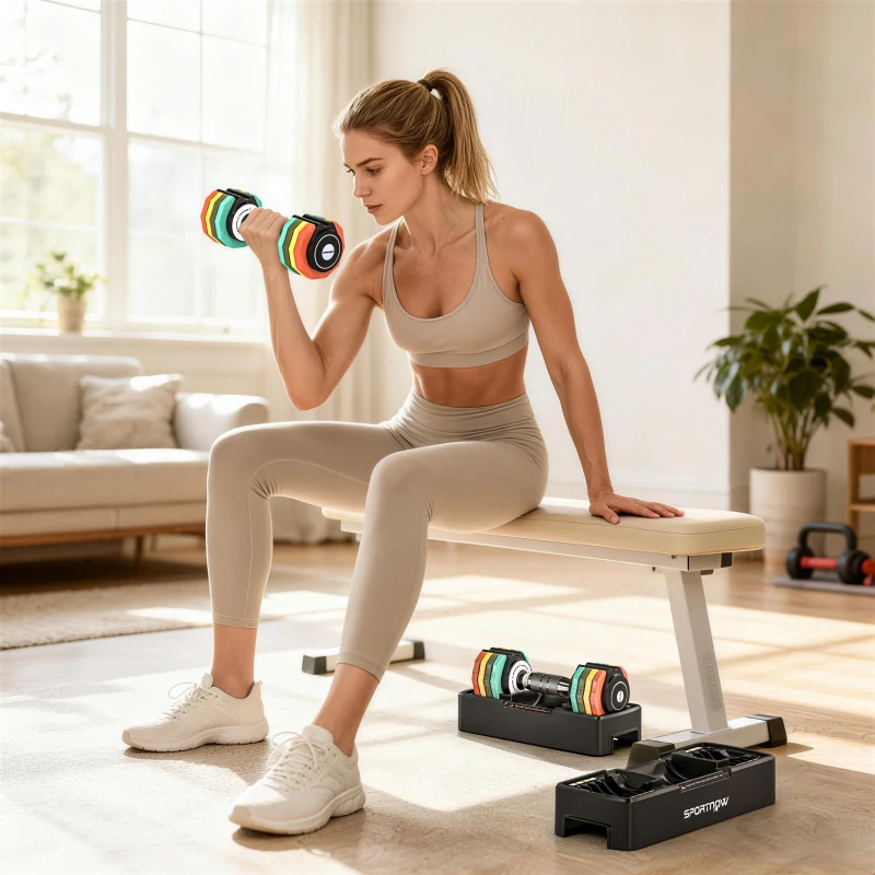SPORTNOW Verstellbare Hantel Set, 1-5 kg Hanteln mit Schnelleinstellung Ablagefach, rutschfest Griff Platzsparend