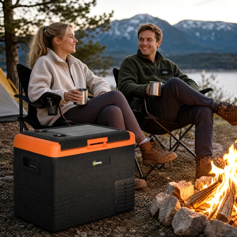 Outsunny Nevera Portátil Eléctrica 40L Refrigerador de Coche 12V/24V hasta -20℃ con Pantalla LED Táctil 58,7x36,5x43,8cm Negro