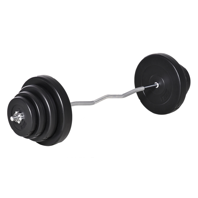 HOMCOM Langhantel Set Kurzhantel einstellbar mit W-förmigen Griffe für Krafttraining 70 kg Metall Schwarz