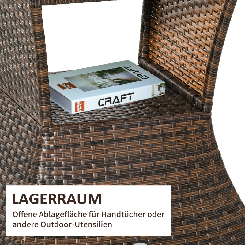 Outsunny Gartentisch Beistelltisch Sonnenschirmständer Gartenmöbel Terrasse Polyrattan Braun 54 x 54 x 55 cm