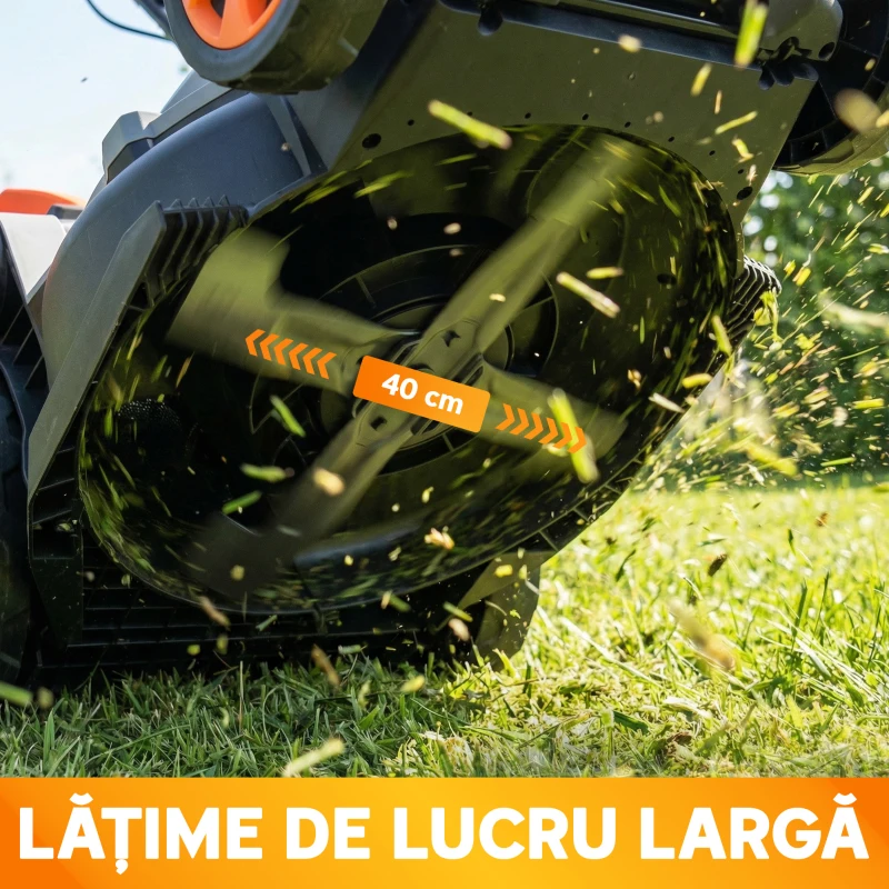 Outsunny Mașină de Tuns Iarba Electrică 1800W cu Lățime de Tăiere 40cm, Mulcire și Sac de Colectare 50L, Mâner Detașabil Reglabil, 6 Nivele de Tăiere 25-75 mm, Gri Deschis