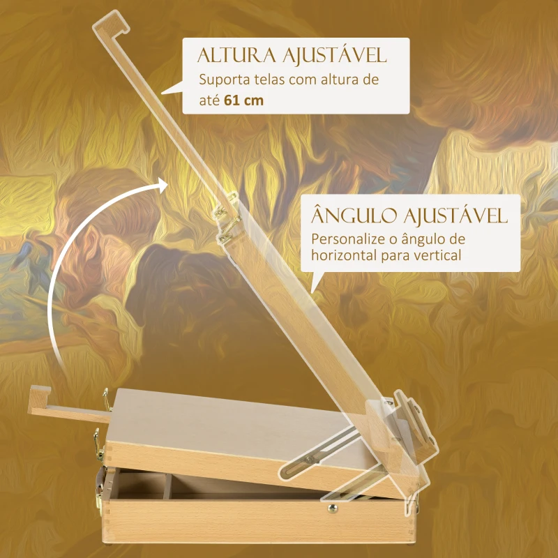 Vinsetto Cavalete de Mesa Ajustável em Madeira de Faia com 5 Compartimentos Prancha de Desenho e Esboços Dobrável 27x41,5x42,5-74,5 cm Madeira