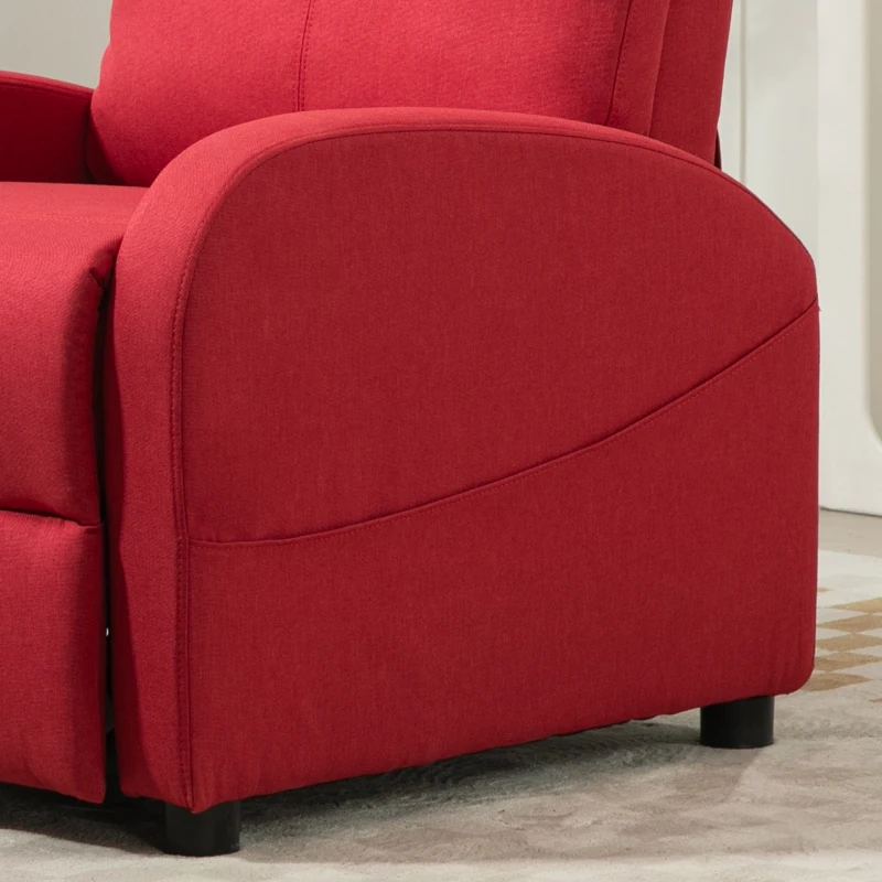 HOMCOM Fotoliu Relax Rabatabil cu Suport pentru Picioare, Material Textil cu Efect de In, 69x85x100 cm, Roșu