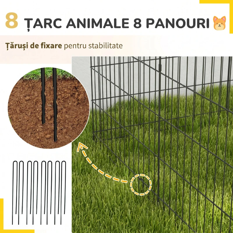 PawHut Padoc pentru Animale – 8 Panouri Metalice 76×61 cm