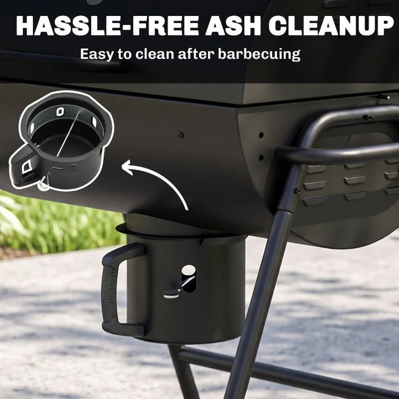 Outsunny Steel Charcoal BBQ, with Ash Catcher and Warming Rack