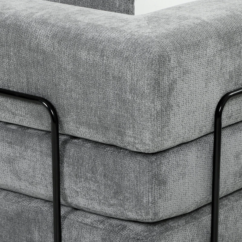 HOMCOM Canapé Convertible 3 Places Compressé 5 en 1, Canapé-Lit en Chenille 205cm, Assise Profonde, 2 Coussins, Gris