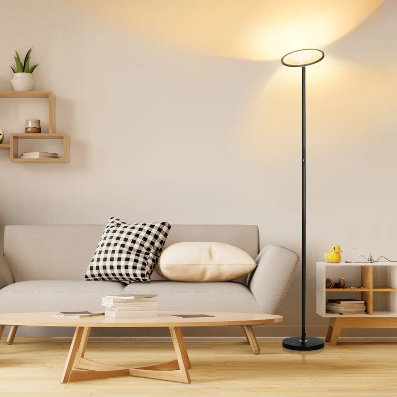 HOMCOM Lámpara de Pie Inteligente WiFi Lámpara Moderna con LED Regulable RGB 25W para Salón Ø25x168 cm Negro