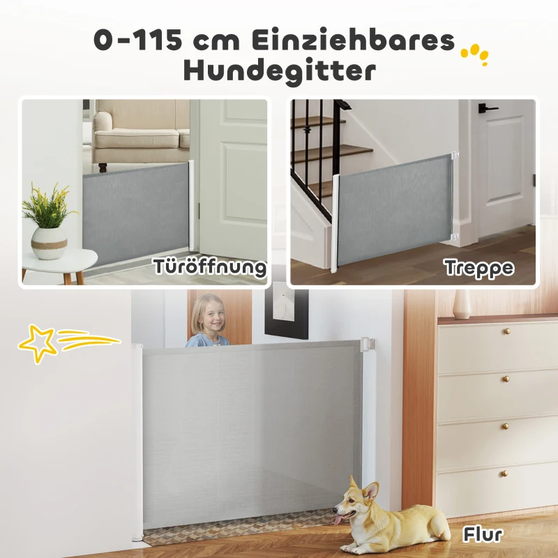 PawHut Treppenschutzgitter Metall kunststoff Grau