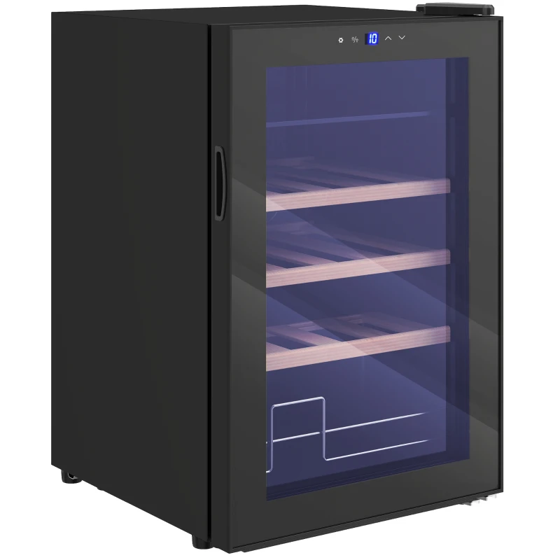HOMCOM Frigider pentru vinuri de 53L cu rafturi ajustabile pentru 12 sticle și 25 de doze, 43x45x64 cm, negru