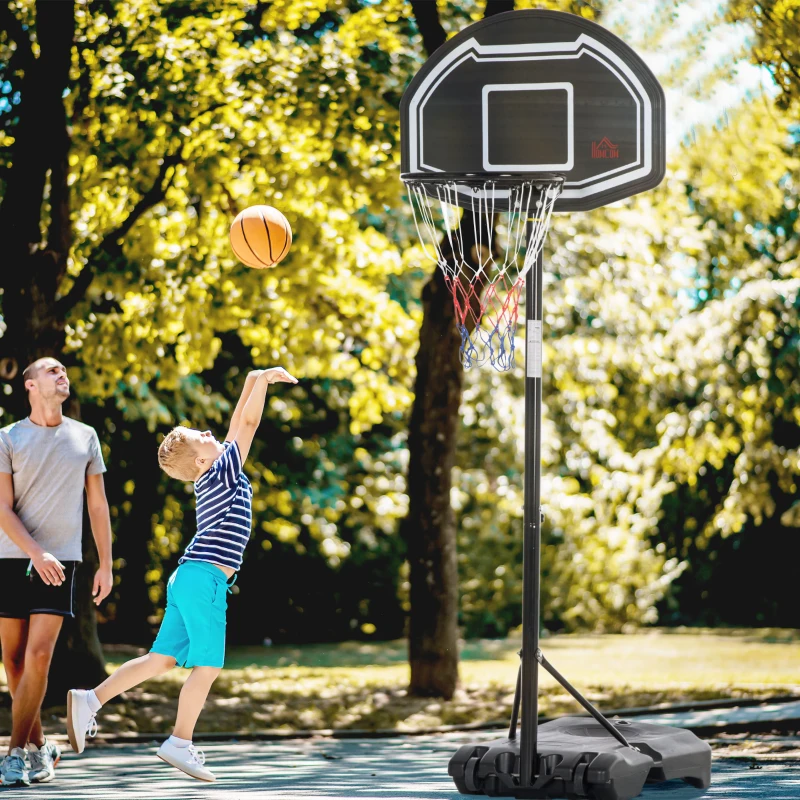 HOMCOM Basketballkorb Outdoor für Jugendliche, 160-210 cm Höhenverstellbarer Basketballständer mit Rollen