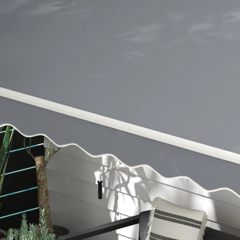 Outsunny Toldo Manual Retrátil 395x245 cm Toldo para Varanda com Manivela Anti-UV Estrutura de Alumínio para Jardim Janelas Cinzento